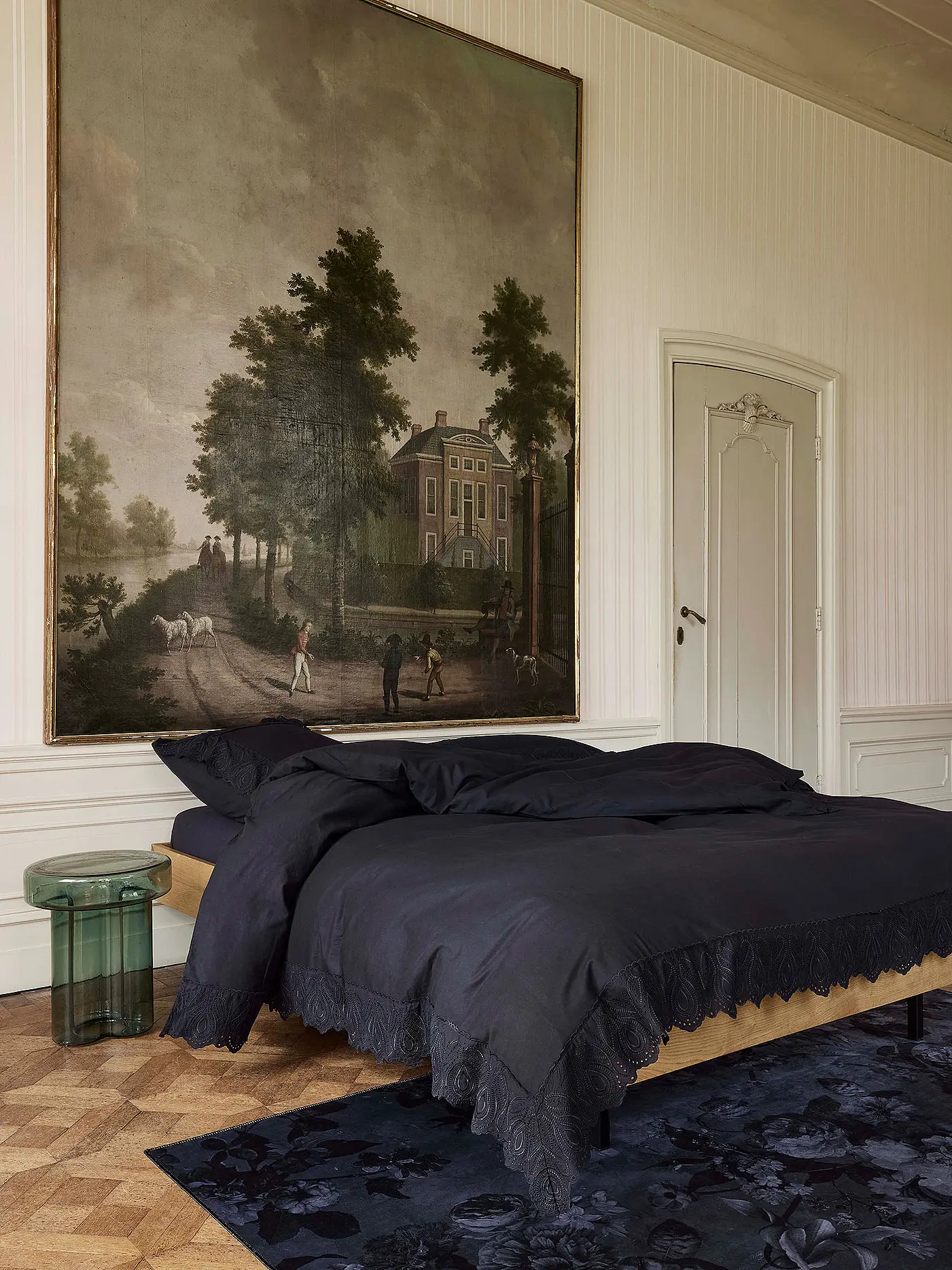 ESSENZA | Bettwäsche Garnitur MAEN 70x90cm/140x200cm White | dunkelblau